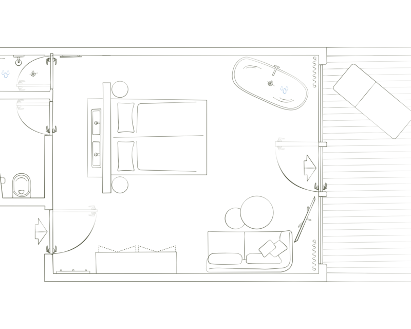 Gartensuite mit Badewanne