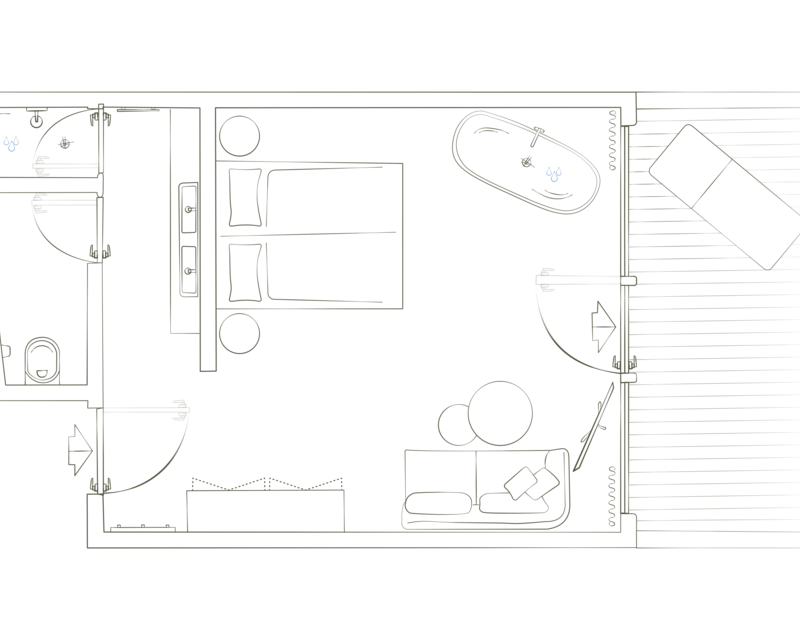 Gartensuite mit Badewanne
